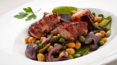 Arguiñano: salteado de pulpo con verduras y garbanzos