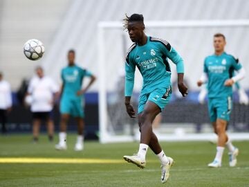 Camavinga en un entrenamiento del Real Madrid