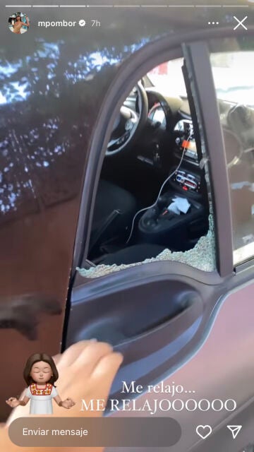 Marta Pombo enseña cómo ha quedado su coche tras lo sucedido