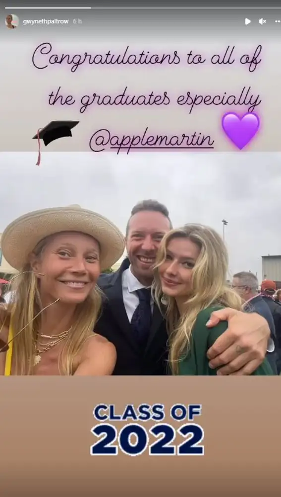 Gwyneth Paltrow y Chris Martin en la graduación de su hija Apple