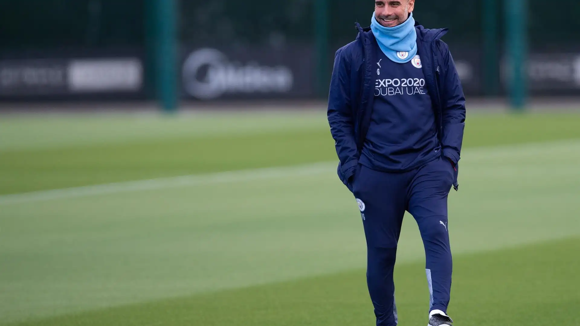 Pep Guardiola en un entrenamiento con el City