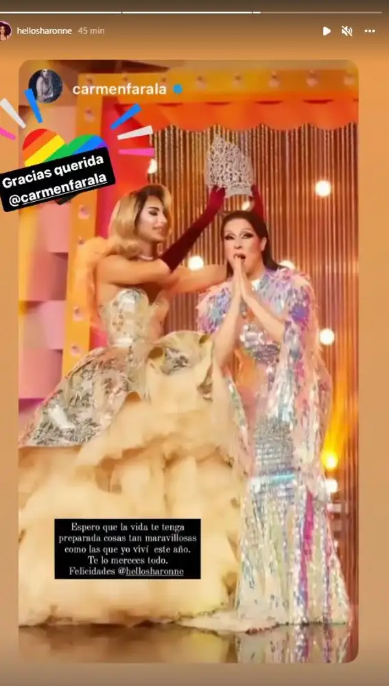 El mensaje de Carmen Farala a Sharonne tras ganar la temporada 2 de 'Drag Race España'