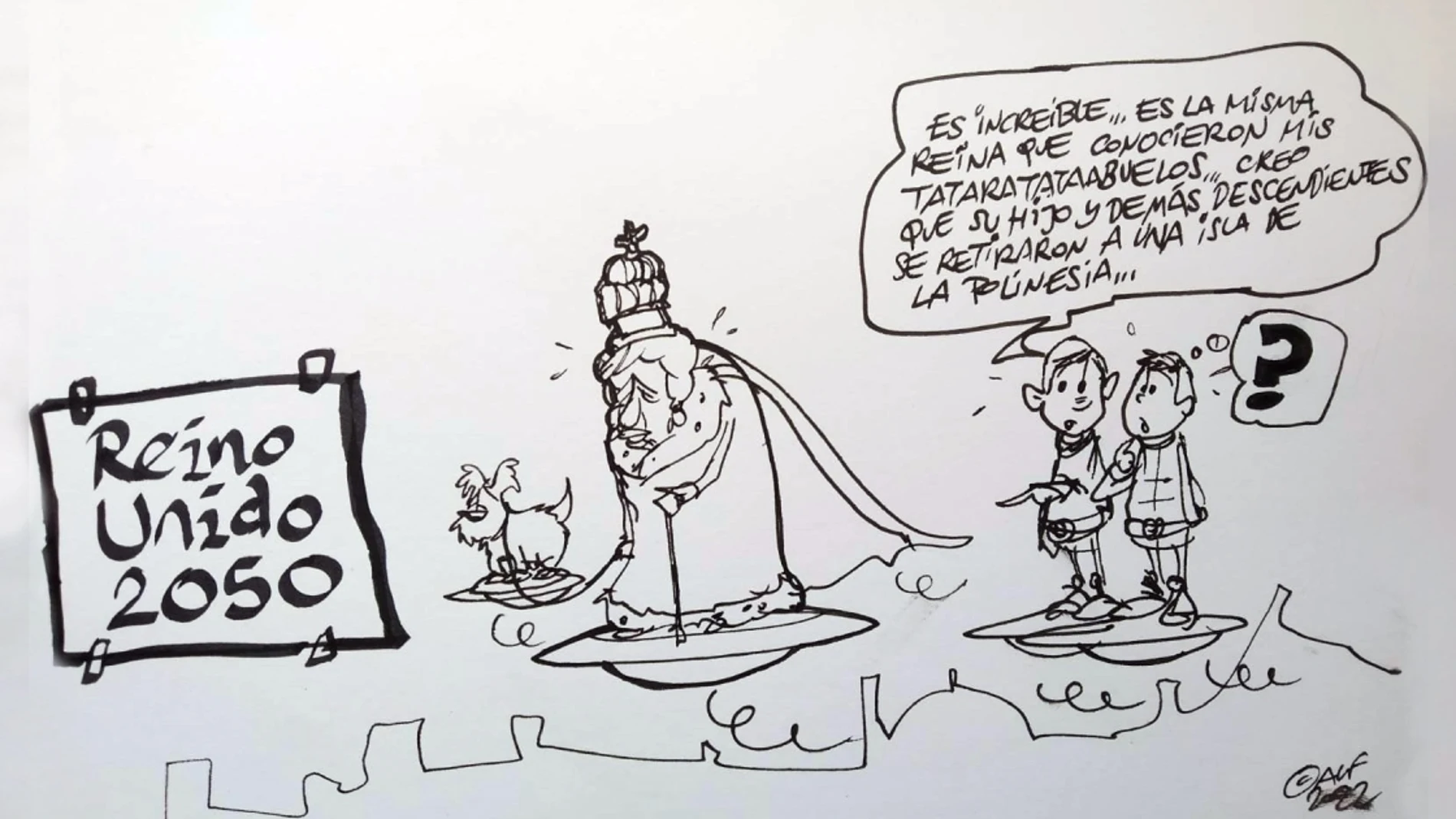 El 'eterno' reinado de Isabel II, en la viñeta gráfica de Alfredo Boto-Hervás El 'eterno' reinado de Isabel II, en la viñeta gráfica de Alfredo Boto-Hervás