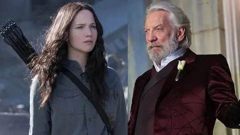 Jennifer Lawrence y Donald Sutherland en 'Los juegos del hambre' Jennifer Lawrence y Donald Sutherland en 'Los juegos del hambre'