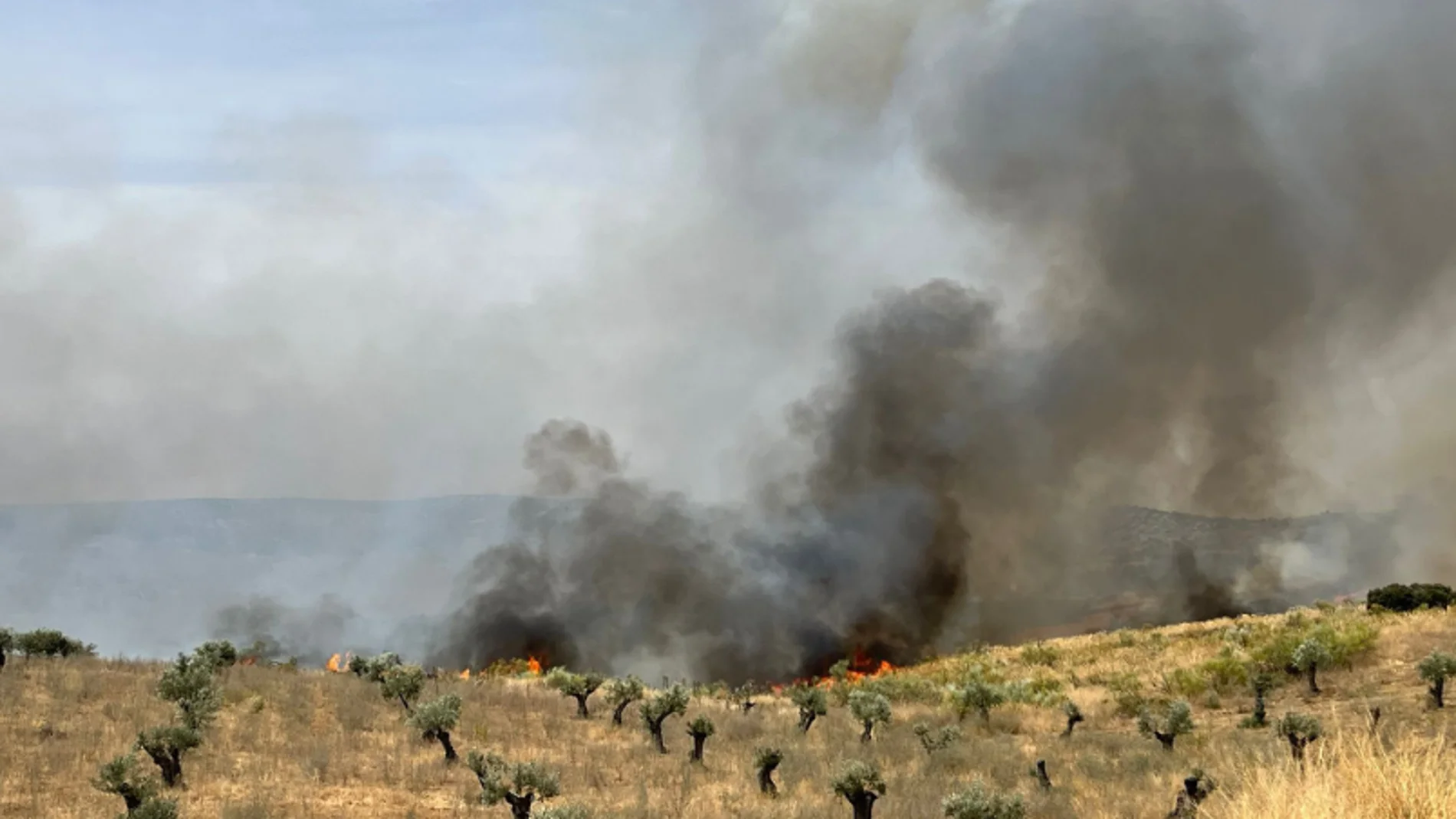 Fuego cercano al parque 'Puy du Fou' en Toledo