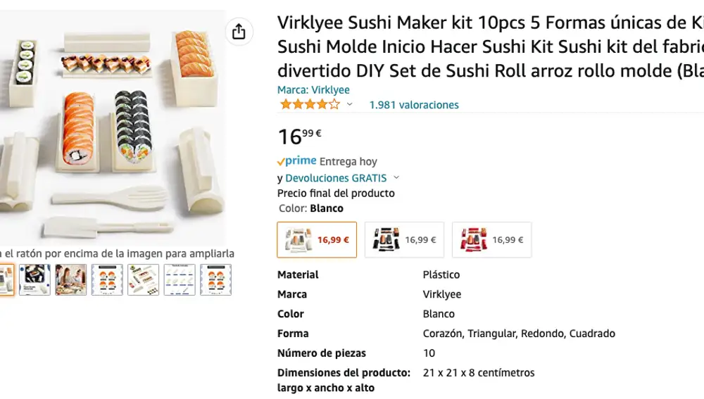 Moldes para preparar sushi