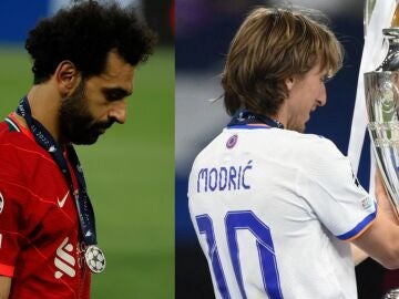 Mohamed Salah y Luka Modric tras la final de París