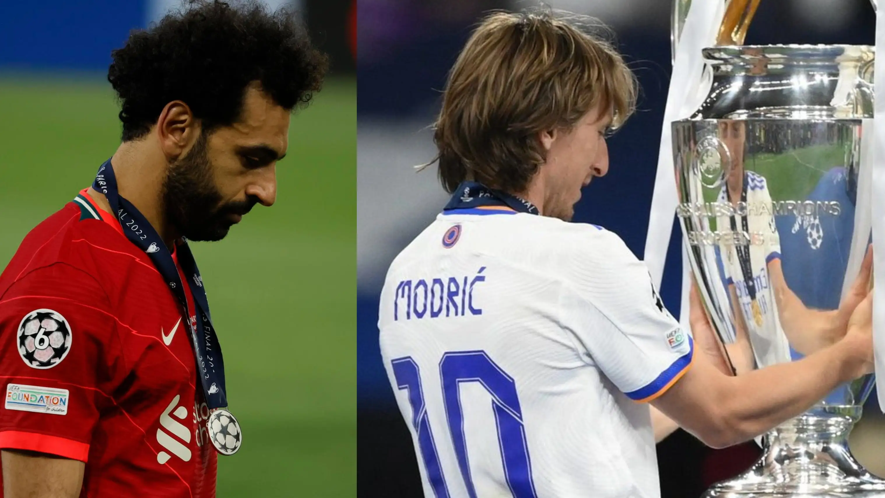 Mohamed Salah y Luka Modric tras la final de París Mohamed Salah y Luka Modric tras la final de París