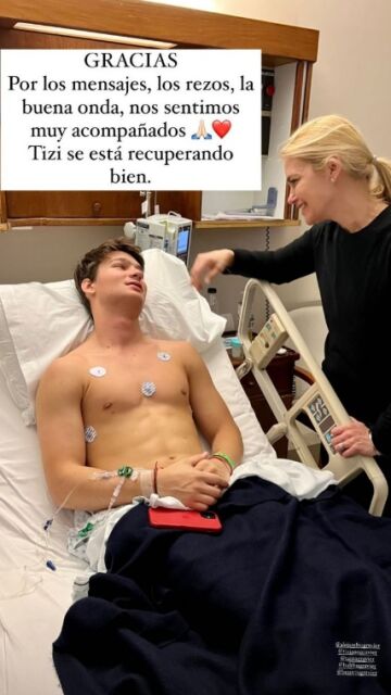 Story de Valeria Mazza con su hijo Tiziano en el hospital