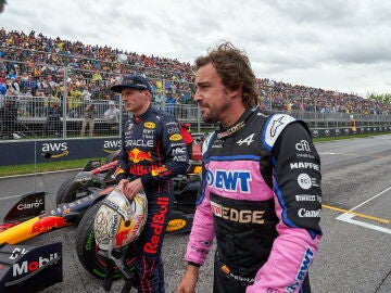 Fernando Alonso y Max Verstappen tras la clasificación del GP de Canadá