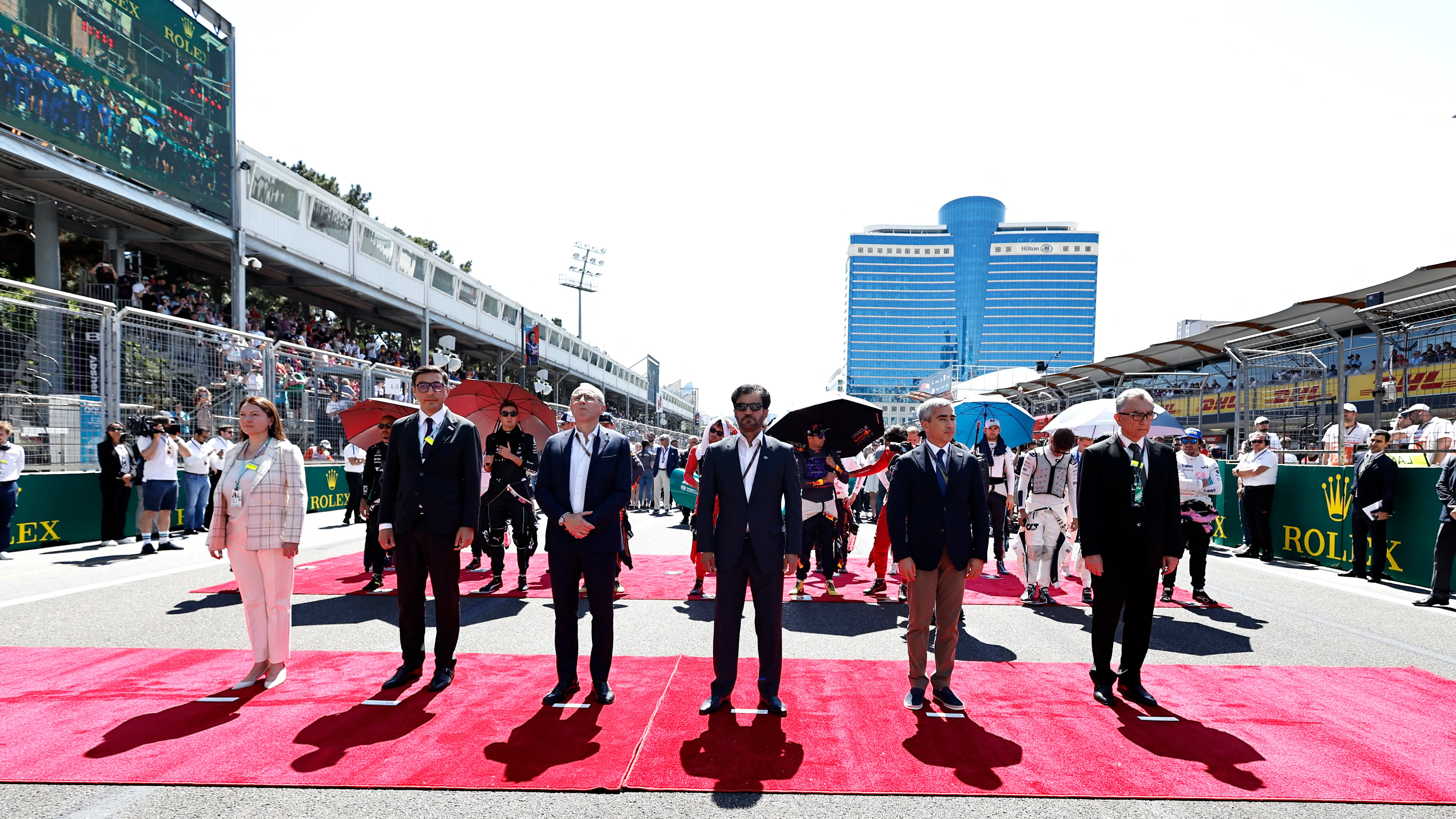 Stefano Domenicali y el presidente de la FIA, Mohammed Ben Sulayem, en el GP de Azerbaiyán Stefano Domenicali y el presidente de la FIA, Mohammed Ben Sulayem, en el GP de Azerbaiyán