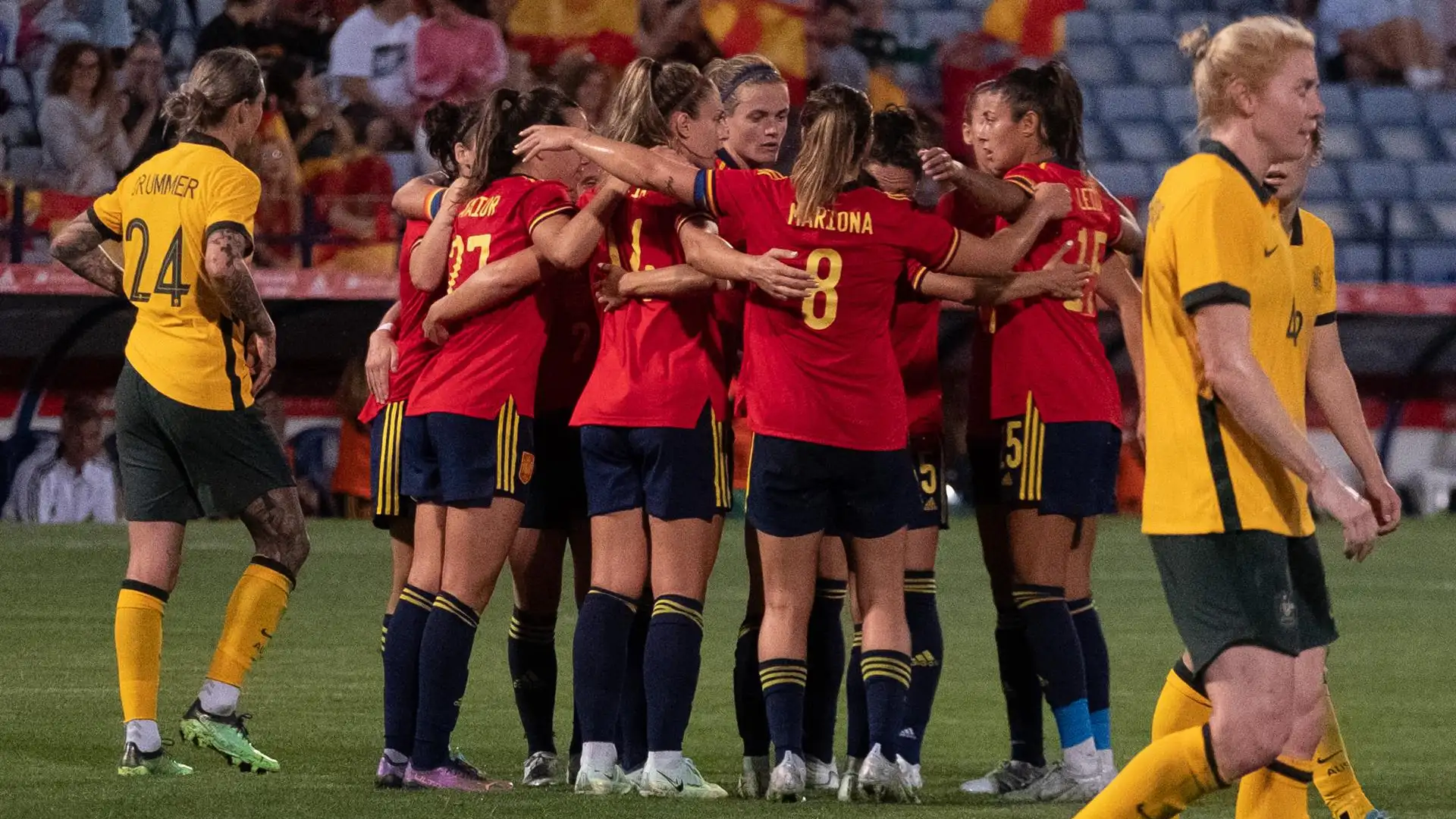 La selección española celebra un gol en el partido ante Australia La selección española celebra un gol en el partido ante Australia