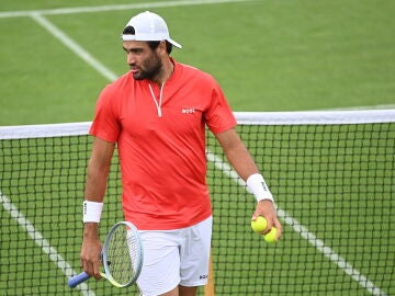 Matteo Berrettini se ejercita en las instalaciones de Wimbledon