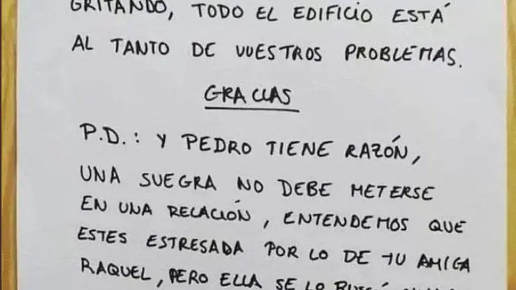 La nota viral en Twitter dirigida a los vecinos del 3&ordm;B: "Todo el edificio est&aacute; al tanto de vuestros problemas"