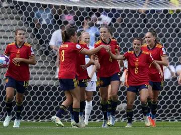 Las jugadoras españolas celebran un gol ante Finlandia Las jugadoras españolas celebran un gol ante Finlandia