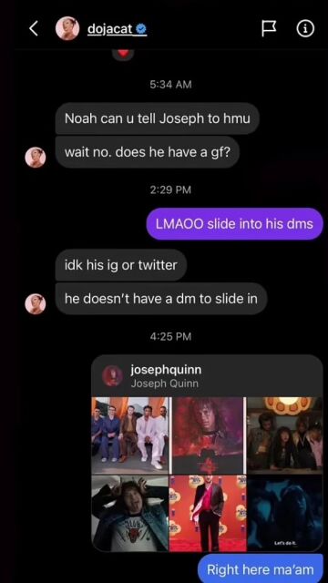 La conversación de Doja Catt y Noah Schnapp