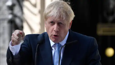 Boris Johnson en su anuncio de dimisión como primer ministro Boris Johnson en su anuncio de dimisión como primer ministro