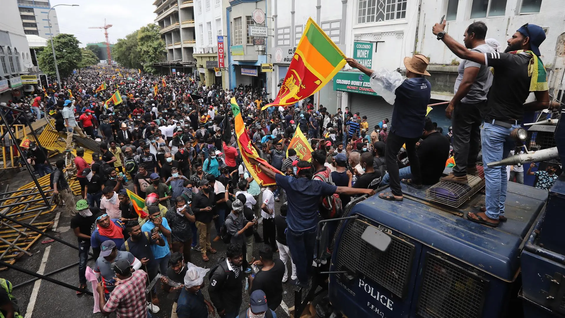 Manifestantes en Sri Lanka