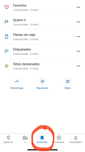 Opciones de Google Maps Opciones de Google Maps