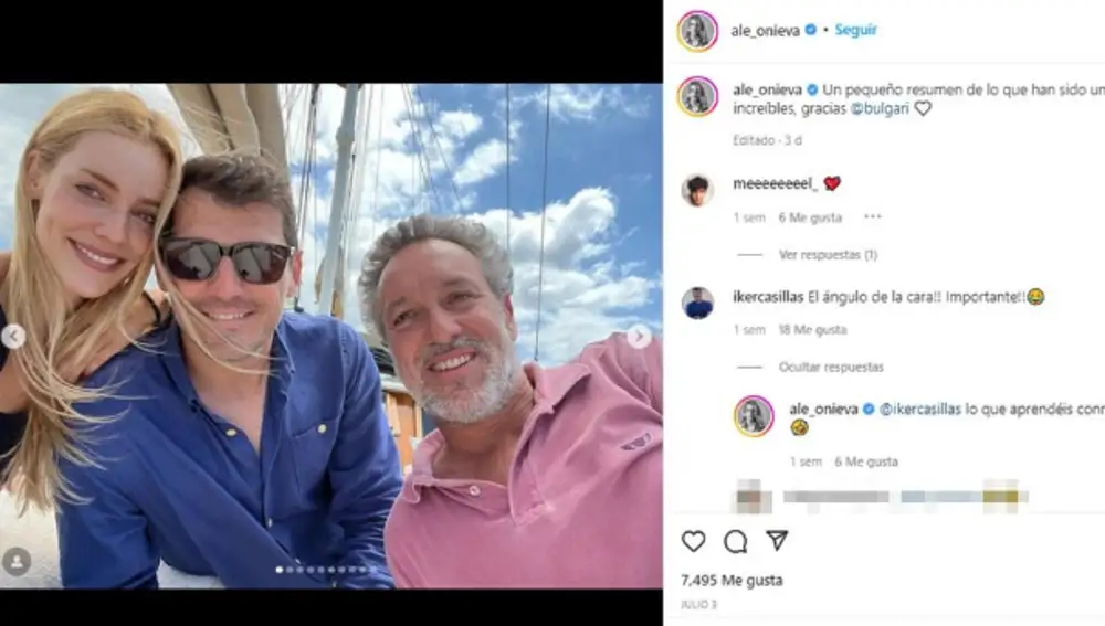 Iker Casillas y Alejandra Onieva intercambian unos mensajes en Instagram