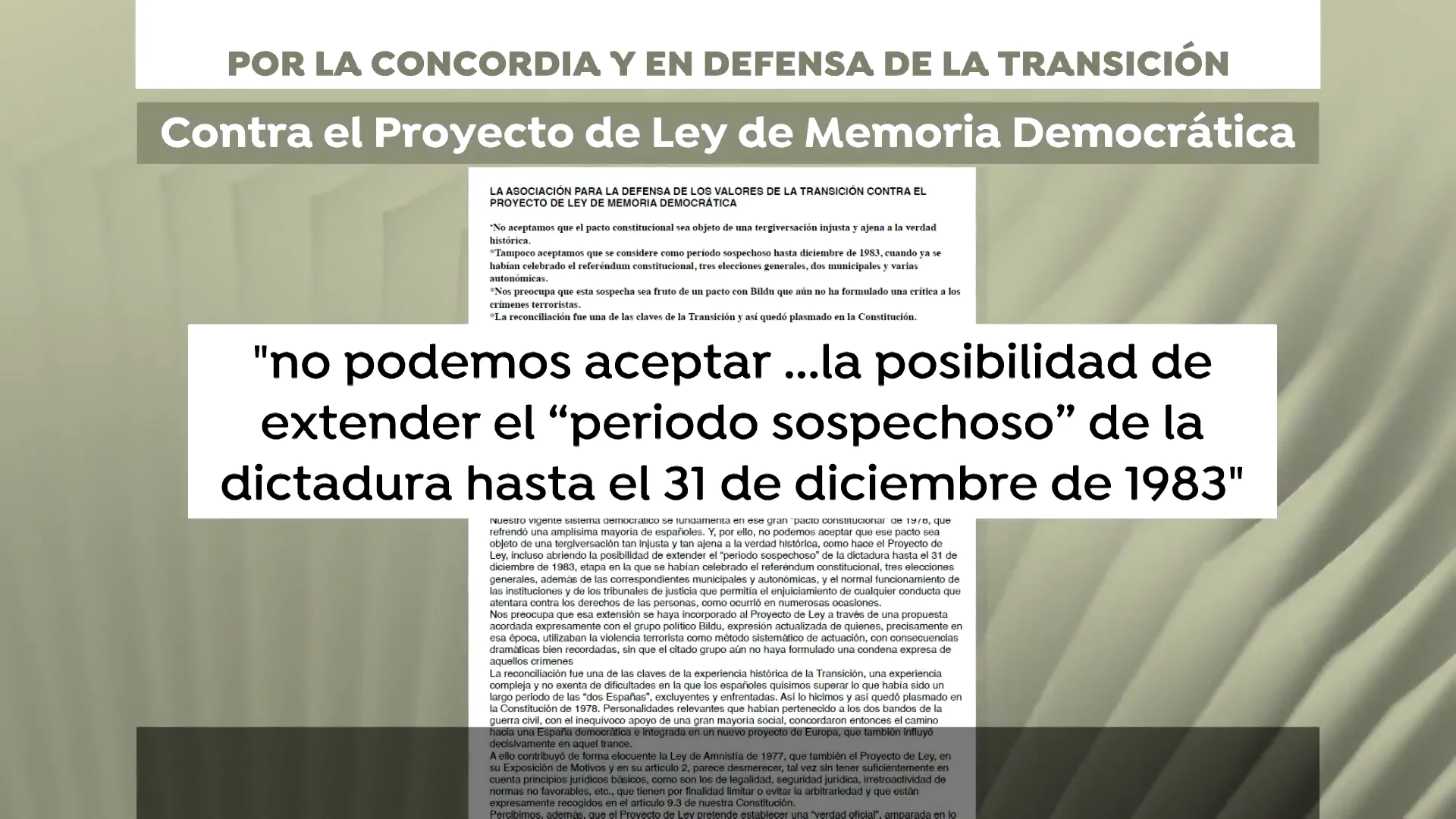 Contra el Proyecto de Ley de Memoria Democrática Contra el Proyecto de Ley de Memoria Democrática