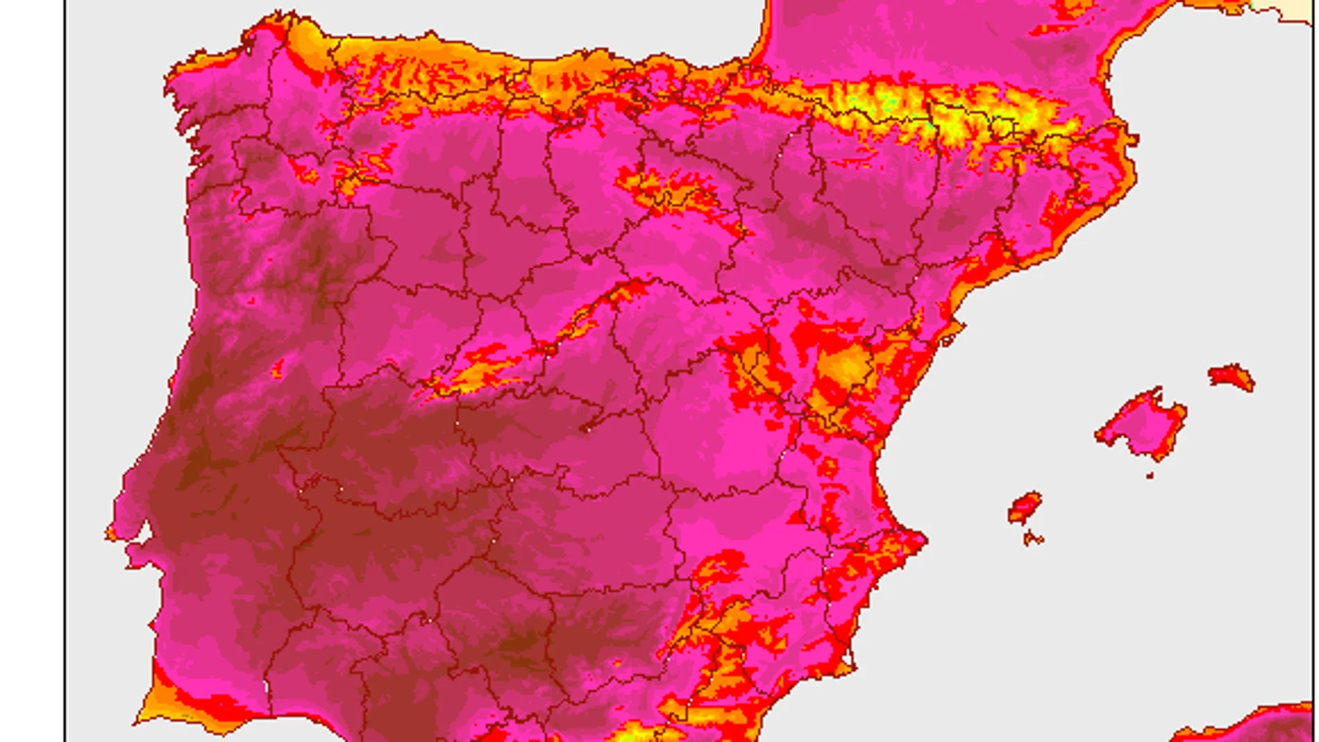 Mapa de provincias en alerta por la segunda ola de calor del verano