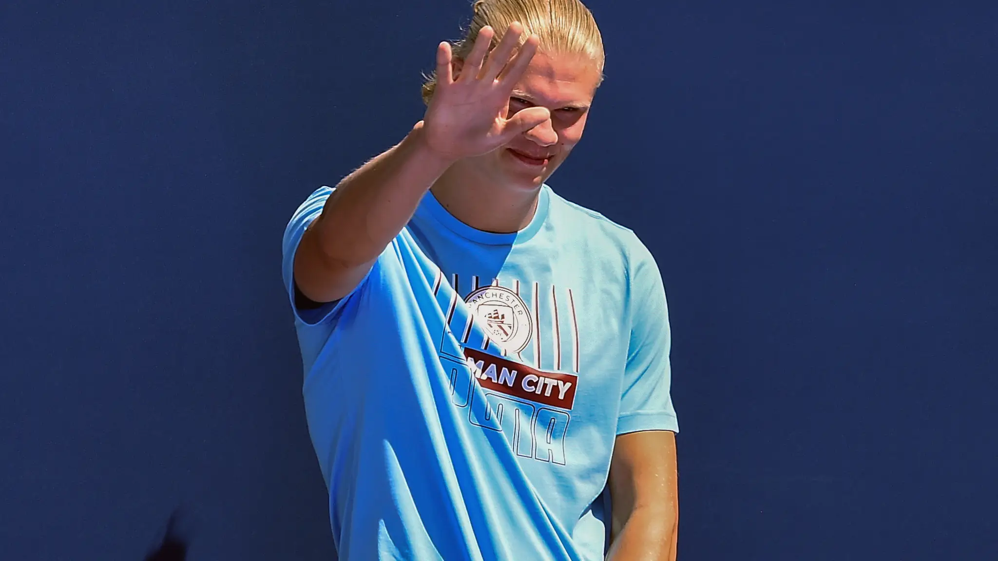 Erling Haaland, en su presentaci&oacute;n con el Manchester City