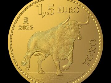 Así es la segunda moneda española de una onza de oro puro con un toro emitida por la FMNT
