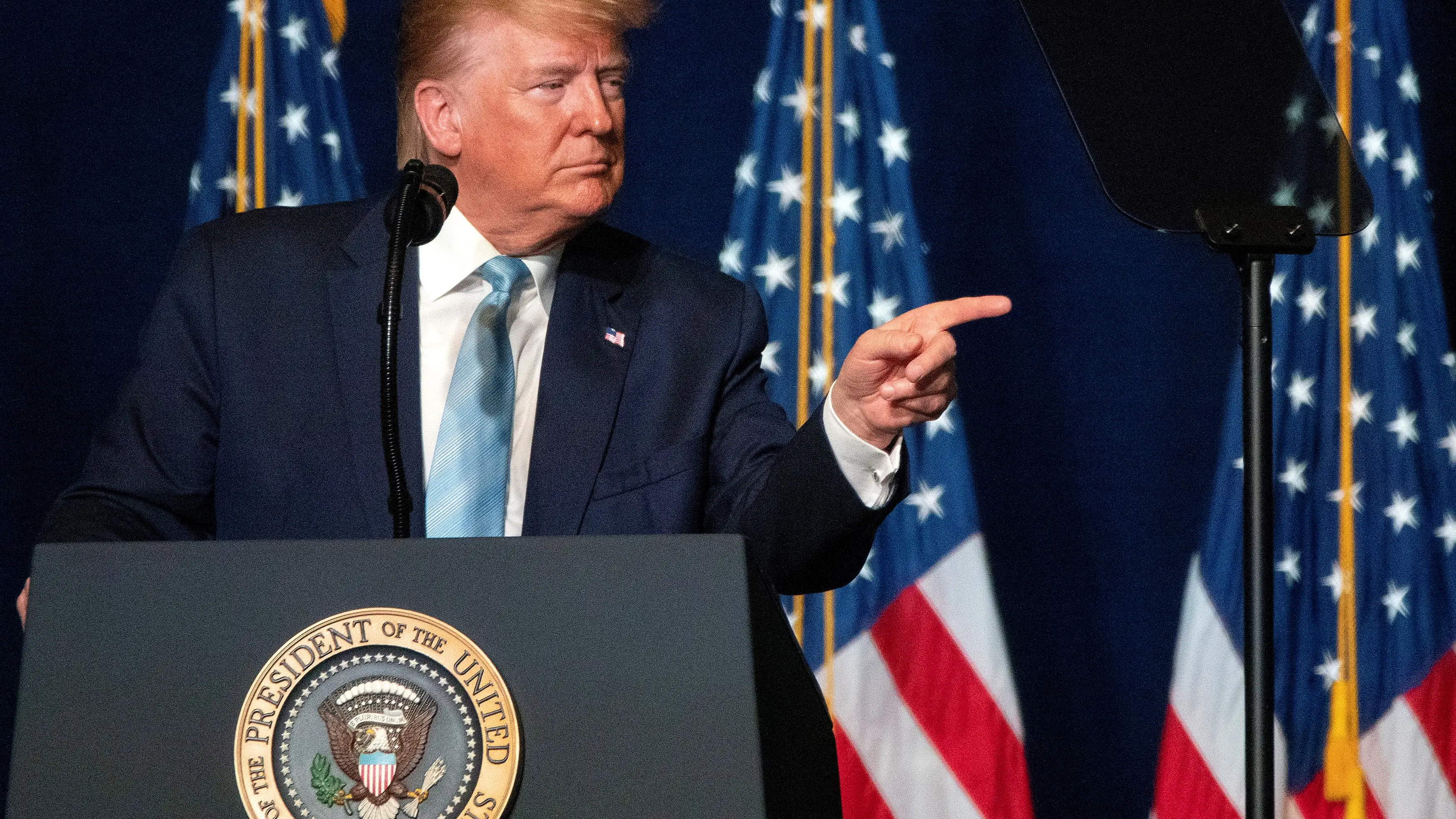 Donald Trump en un discurso de campaña electoral en 2020 Donald Trump en un discurso de campaña electoral en 2020