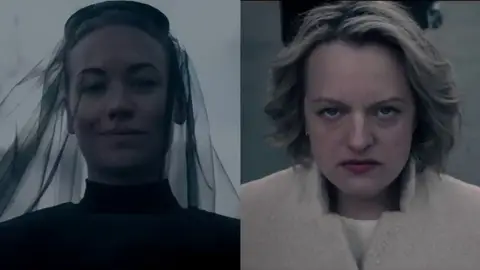 June (Elisabeth Moss) y Serena (Yvonne Strahovski) en la temporada 5 de 'El cuento de la criada' June (Elisabeth Moss) y Serena (Yvonne Strahovski) en la temporada 5 de 'El cuento de la criada'