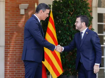 Pedro Sánchez y Pere Aragonès en el Palacio de la Moncloa Pedro Sánchez y Pere Aragonès en el Palacio de la Moncloa