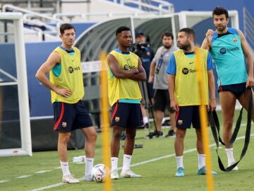 Robert Lewandowski, en un entrenamiento con el Barcelona