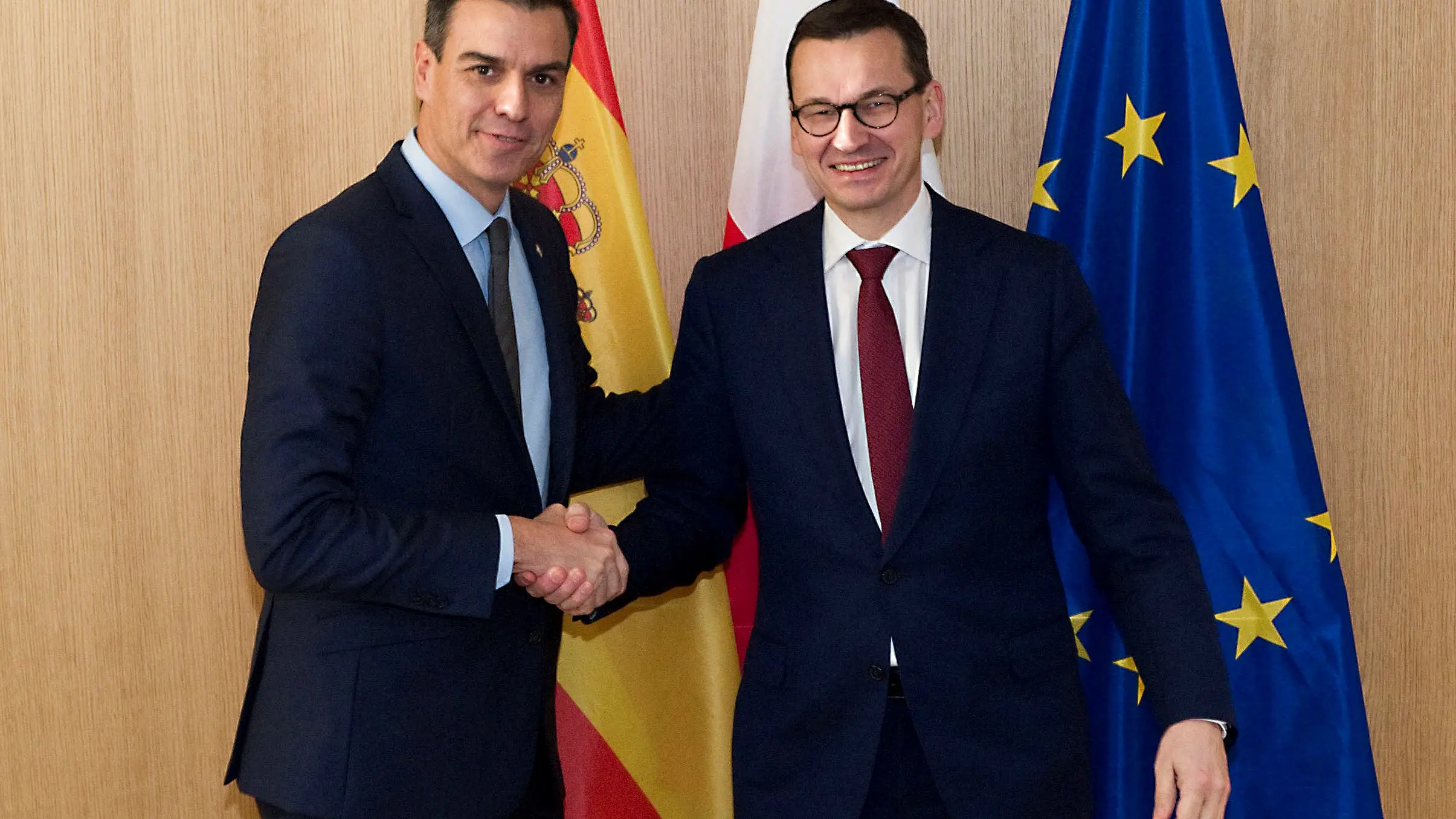 Pedro Sánchez durante la reunión mantenida con su homólogo polaco, Mateusz Morawiecki Pedro Sánchez durante la reunión mantenida con su homólogo polaco, Mateusz Morawiecki