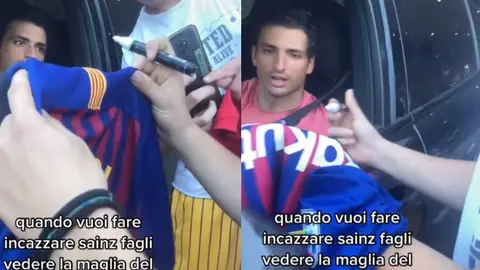 El vídeo de Carlos Sainz del que habla todo el mundo: le piden que firme una camiseta del Barcelona y su reacción ya es legendaria El vídeo de Carlos Sainz del que habla todo el mundo: le piden que firme una camiseta del Barcelona y su reacción ya es legendaria