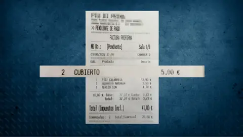 Ticket restaurante donde se cobra el cubierto de los comensales Ticket restaurante donde se cobra el cubierto de los comensales