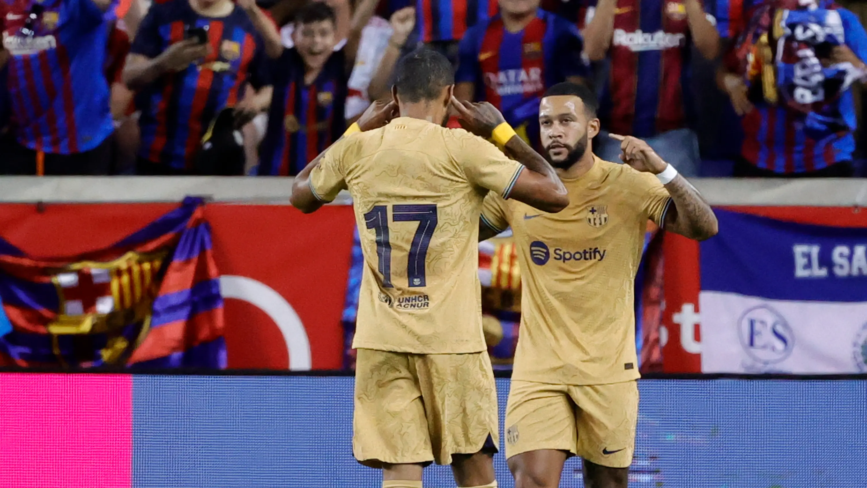 Memphis celebra su tanto durante el New York Red Bull-FC Barcelona Memphis celebra su tanto durante el New York Red Bull-FC Barcelona