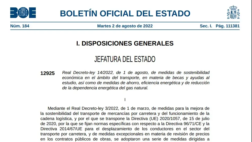 El BOE de hoy 2 de agosto con las medidas de ahorro energético El BOE de hoy 2 de agosto con las medidas de ahorro energético