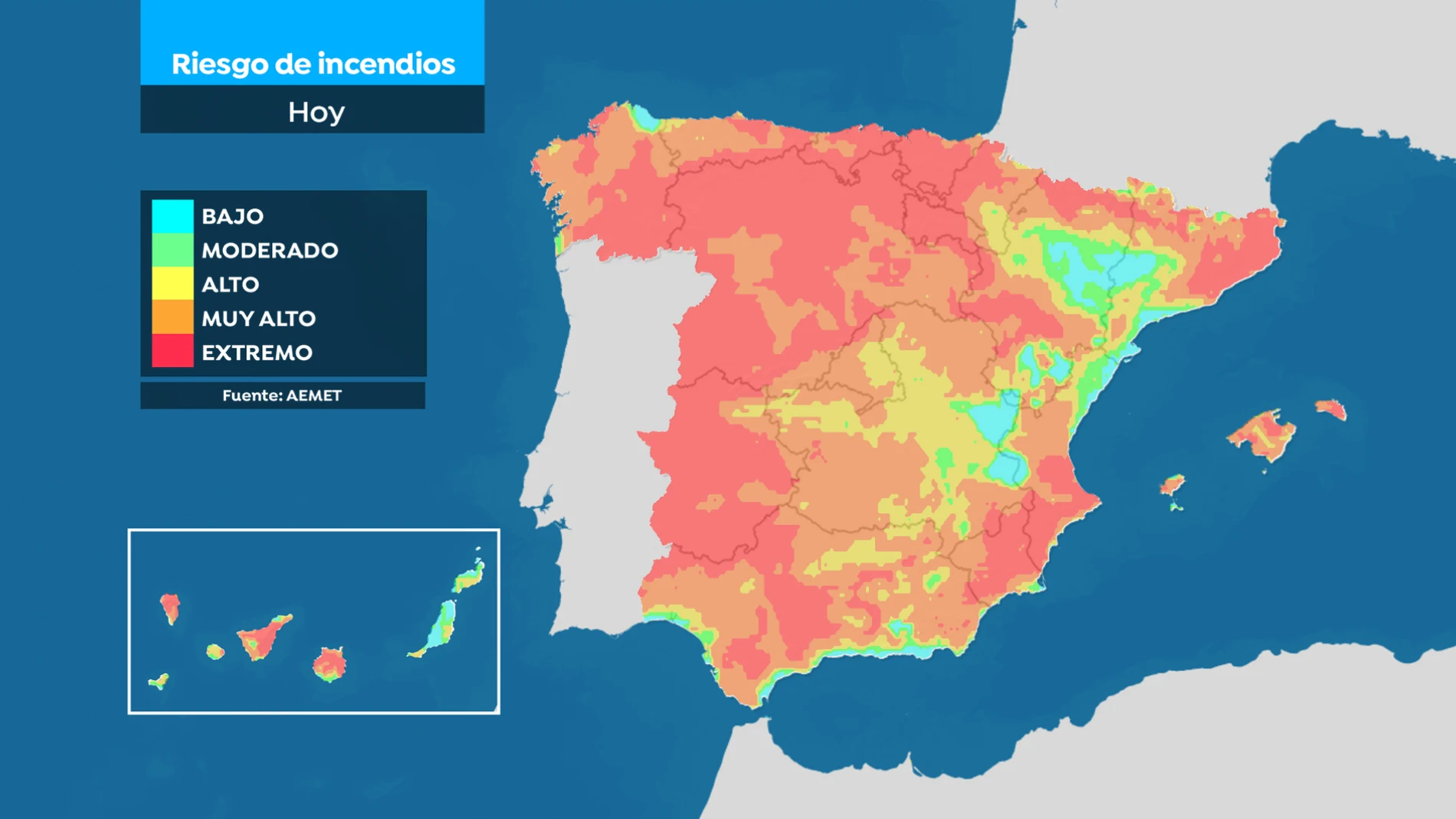 Mapa riesgo de incendios en España
