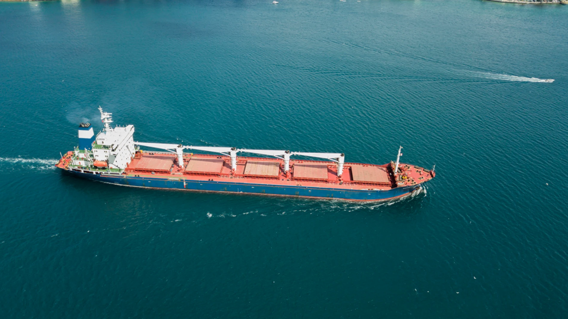 Imagen aérea del Razoni, el buque con cereal ucraniano