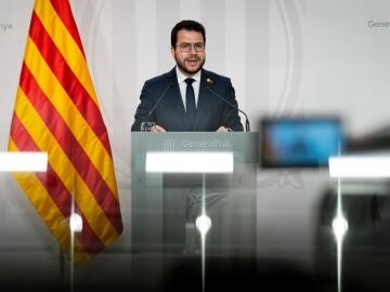 Pere Aragonès en una rueda de prensa tras reunión del Govern 