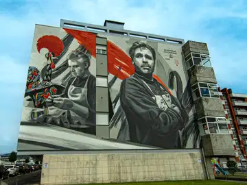 Uno de los nuevos murales del Camino de Santiago portugués Uno de los nuevos murales del Camino de Santiago portugués