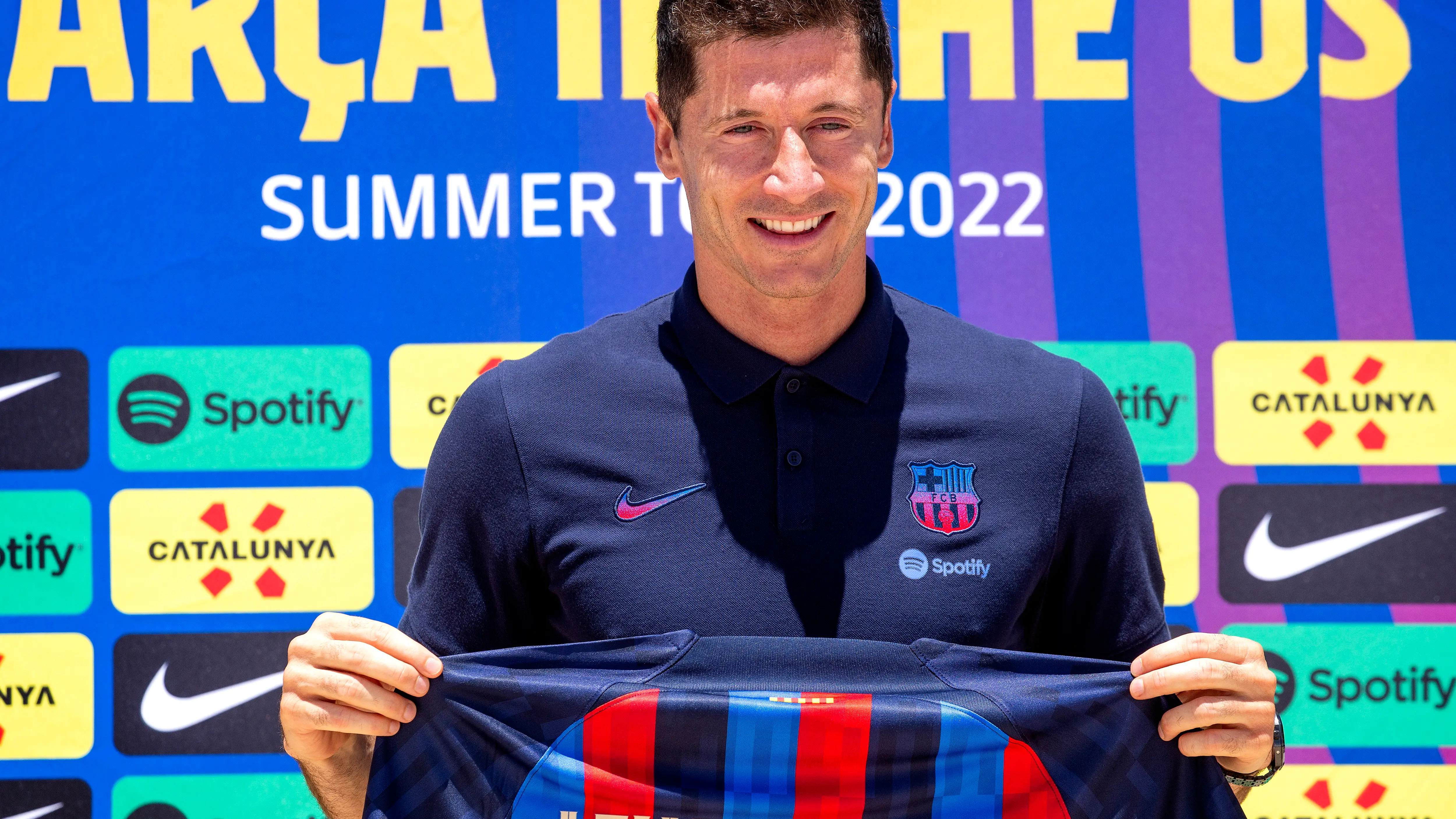 Robert Lewandowski, en el acto celebrado en una peña del Barça en Miami Robert Lewandowski, en el acto celebrado en una peña del Barça en Miami