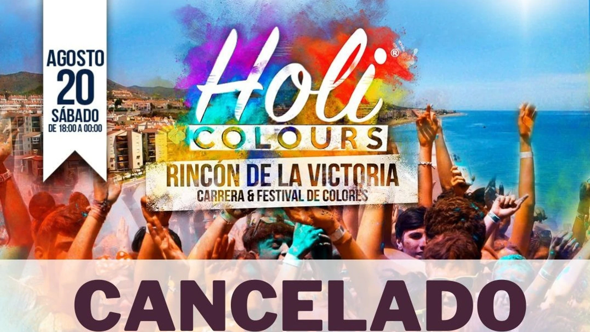 Cartel del Festival Holi Colours, en el Rincón de la Victoria (Málaga)