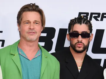 Brad Pitt y Bad Bunny en la promoción de 'Bullet Train' Brad Pitt y Bad Bunny en la promoción de 'Bullet Train'