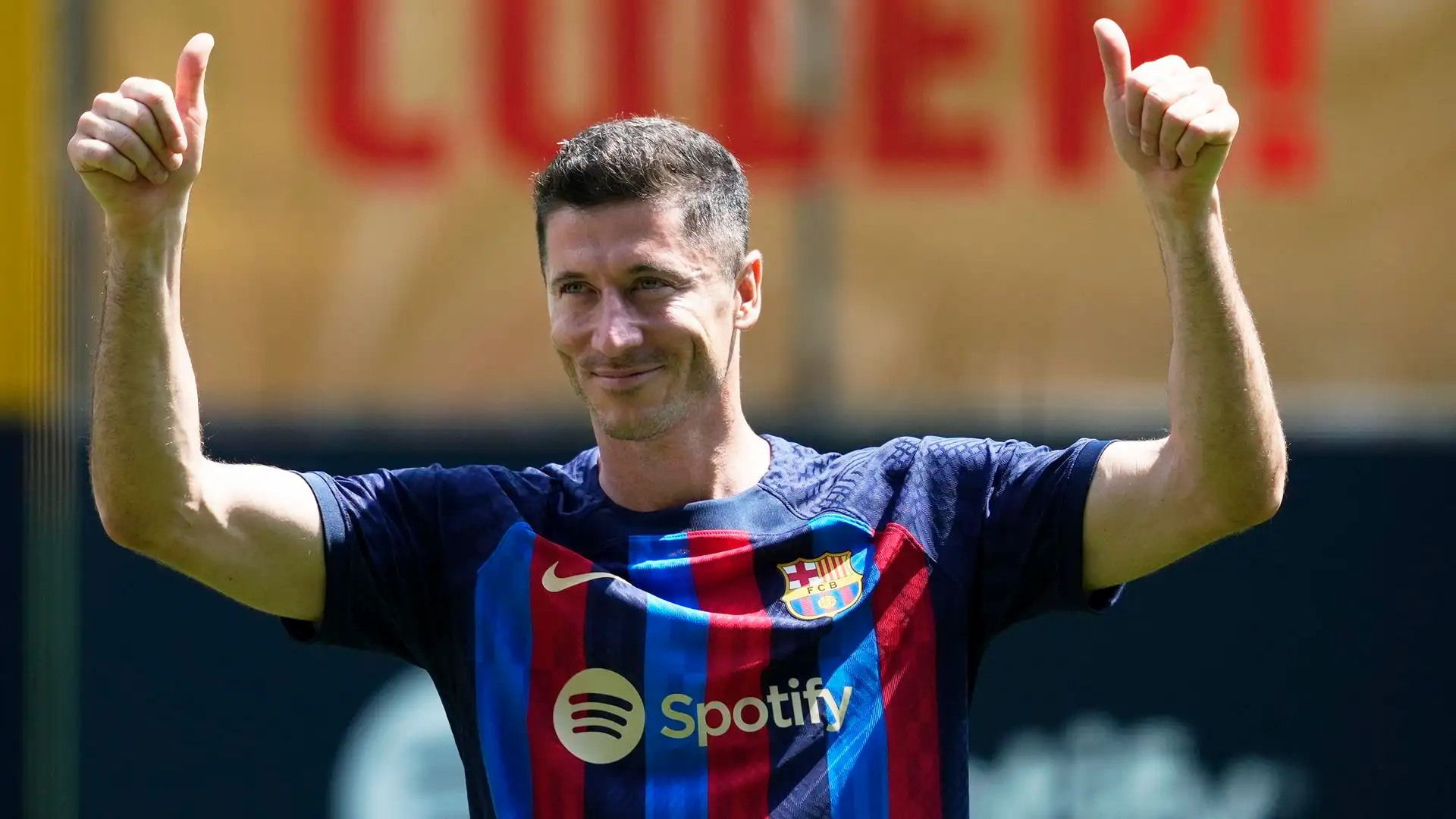 Lewandowski, en su presentación en el Camp Nou Lewandowski, en su presentación en el Camp Nou