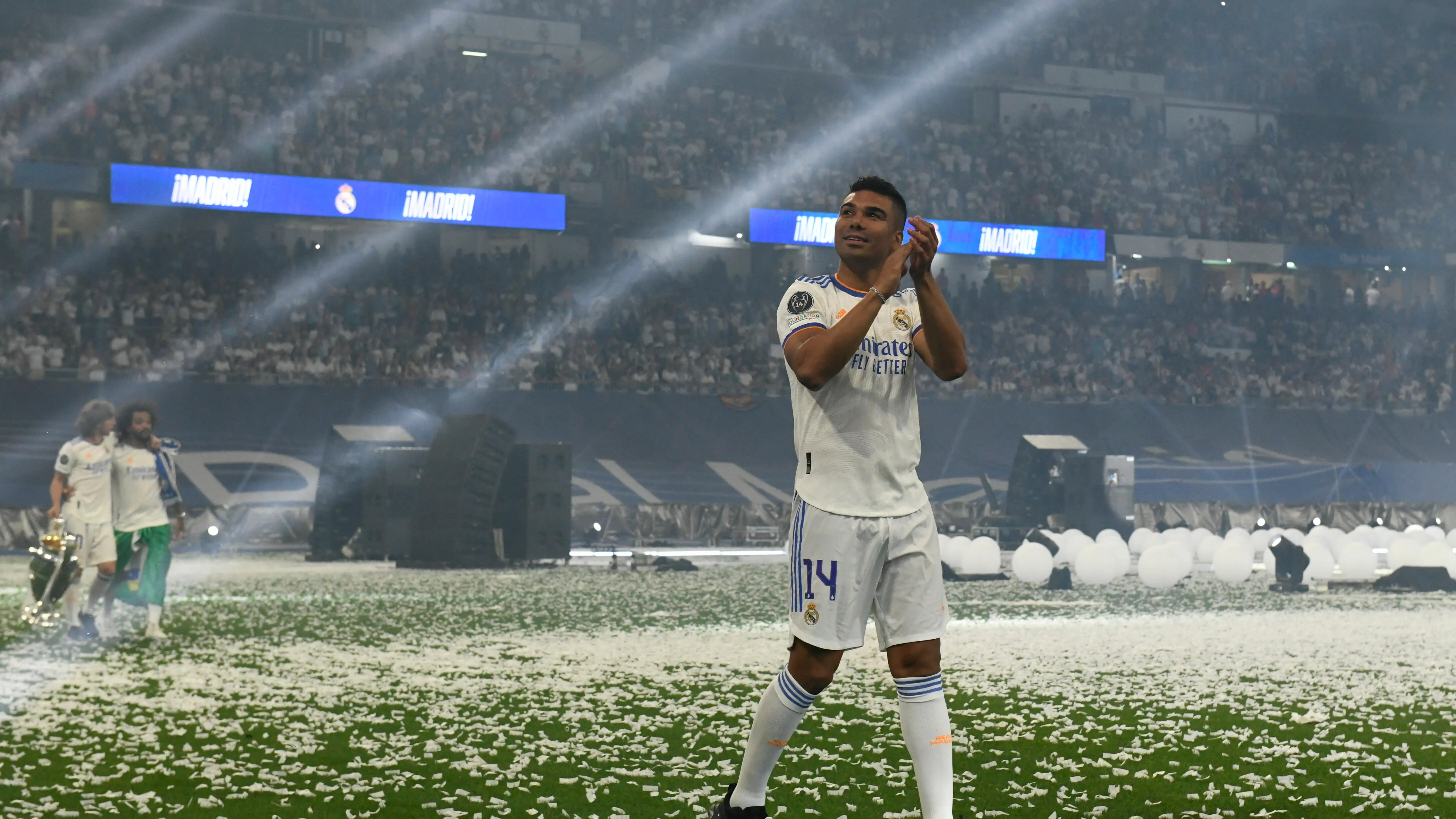 Imagen de archivo de Casemiro durante la celebración de la Champions League. Imagen de archivo de Casemiro durante la celebración de la Champions League.