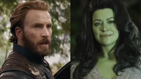 Chris Evans (Capitán América) y Tatiana Maslani (She Hulk) Chris Evans (Capitán América) y Tatiana Maslani (She Hulk)
