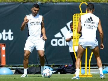 Casemiro en el último entrenamiento del Real Madrid