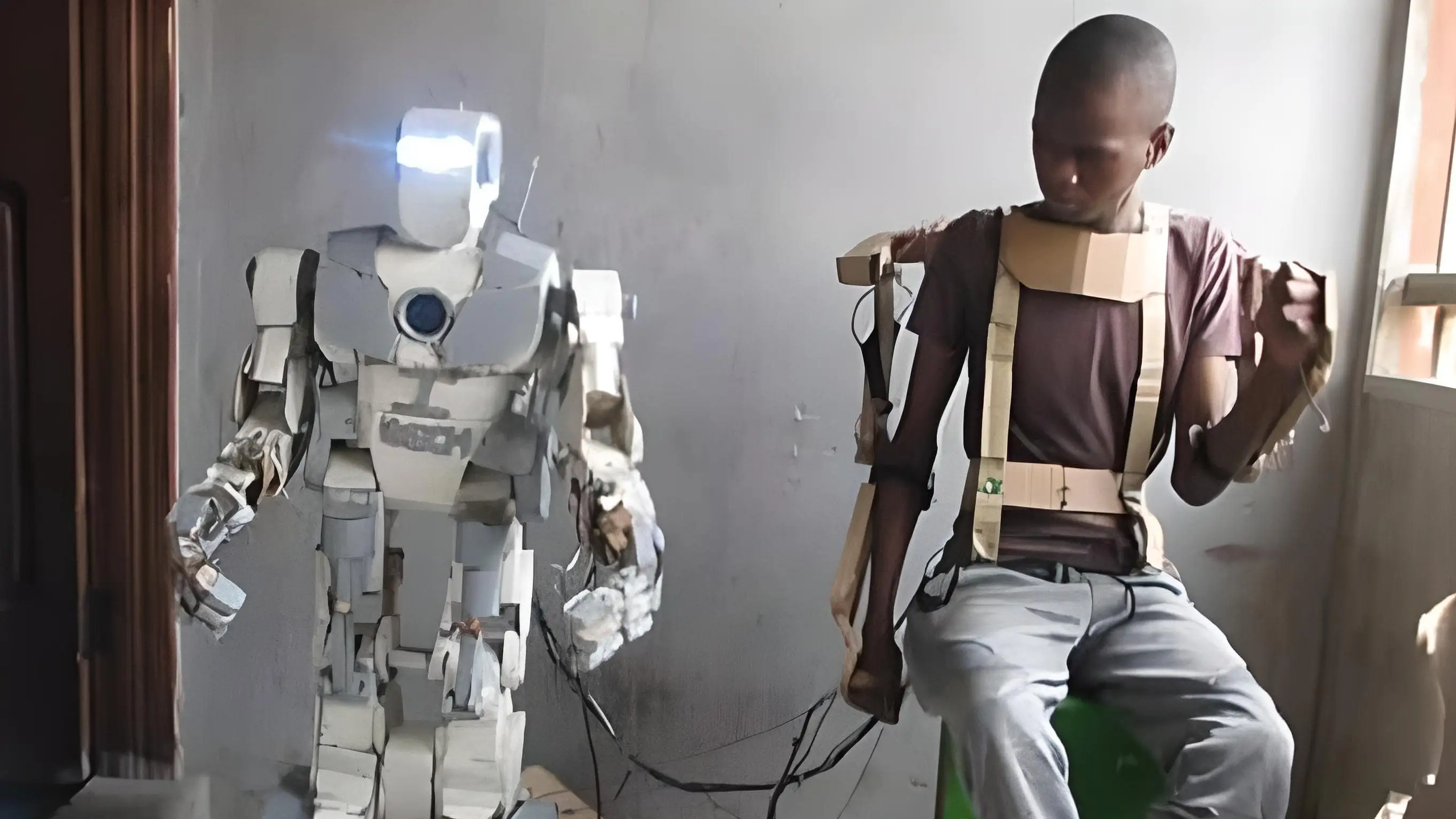 Isah Auwal-Barde y su robot Isah Auwal-Barde y su robot