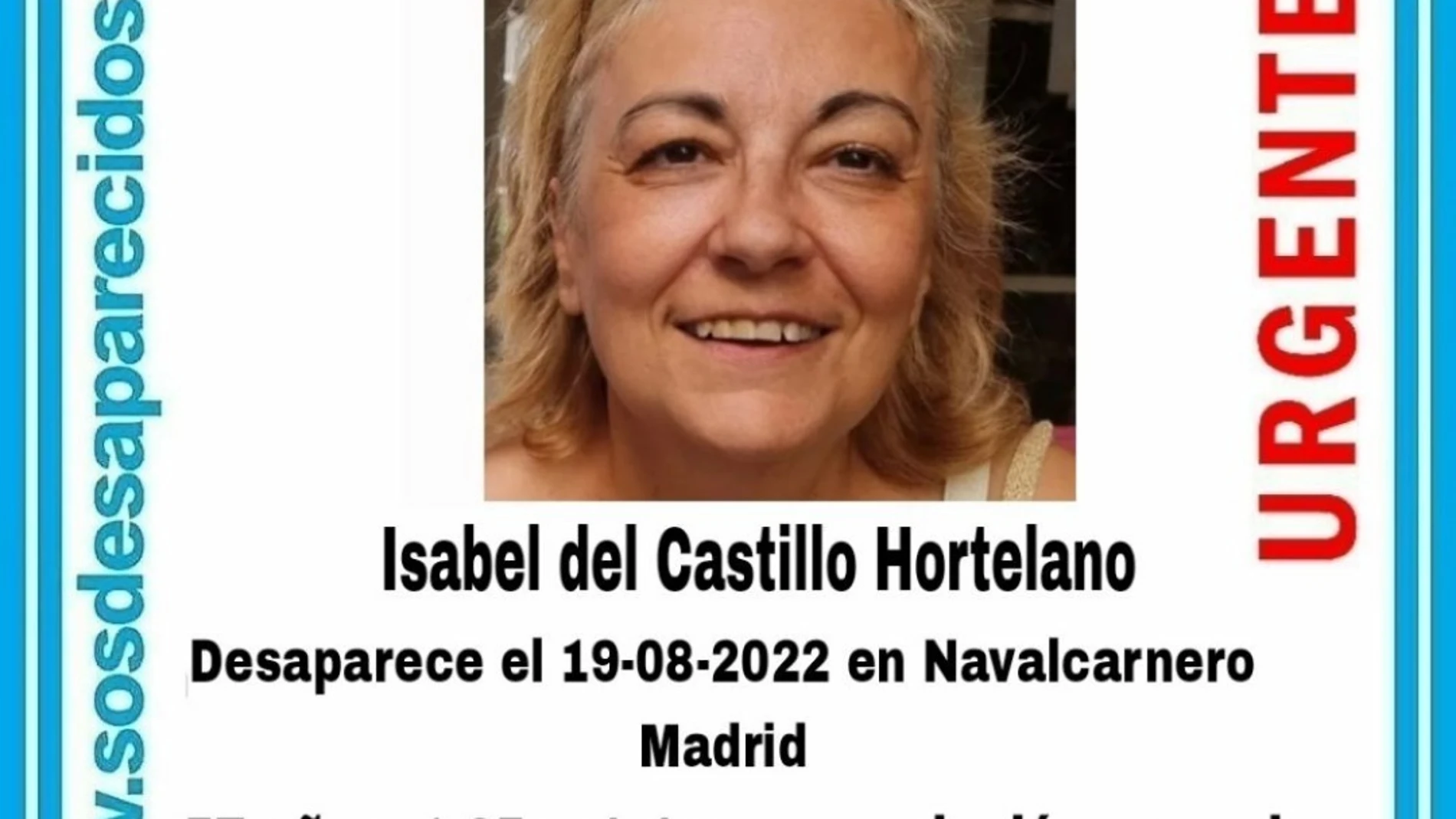 Cartel de Sos Desaparecidos para ayudar en la búsqueda de Isabel del Castillo